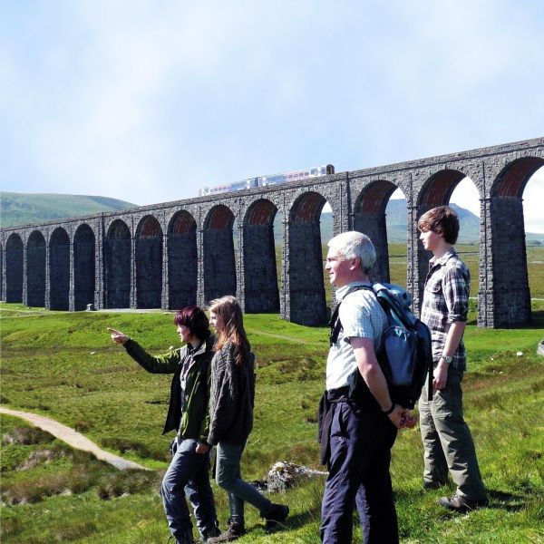 Group of walkers by the Ribblehead Viaduct